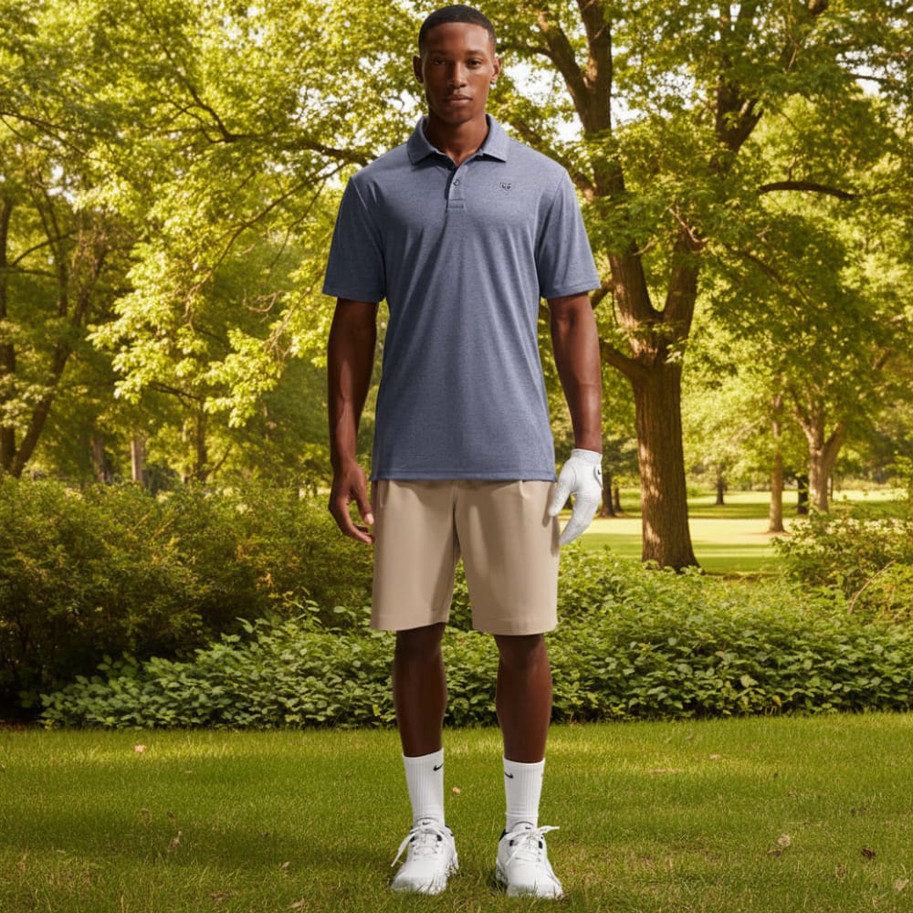 Nike Par 5 Dri-Fit Heather Polo Shirt - College Navy/College Navy - Image 4