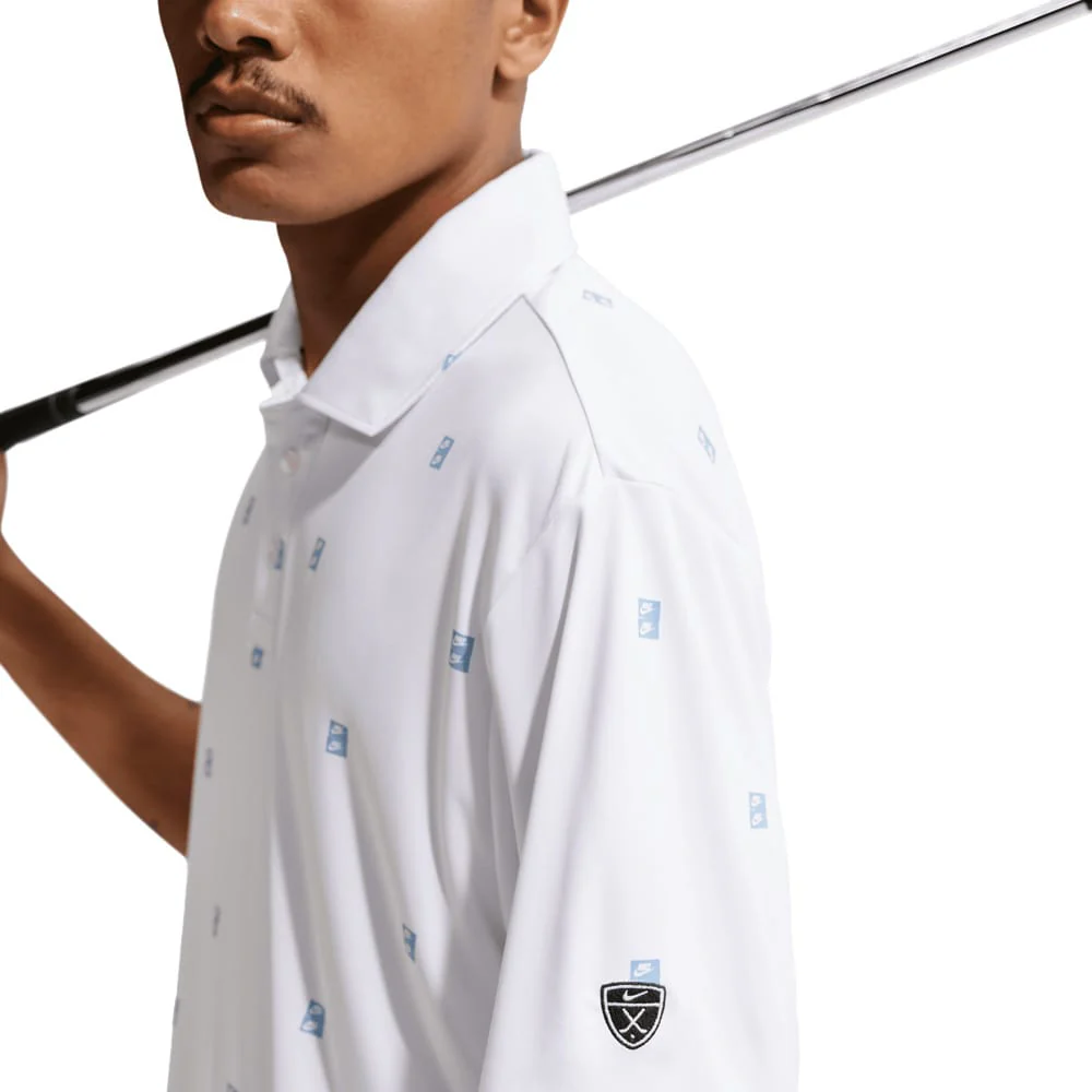 Nike Dri-Fit Par 5 Icon Stack Polo Shirt - White/Work Blue - Image 3
