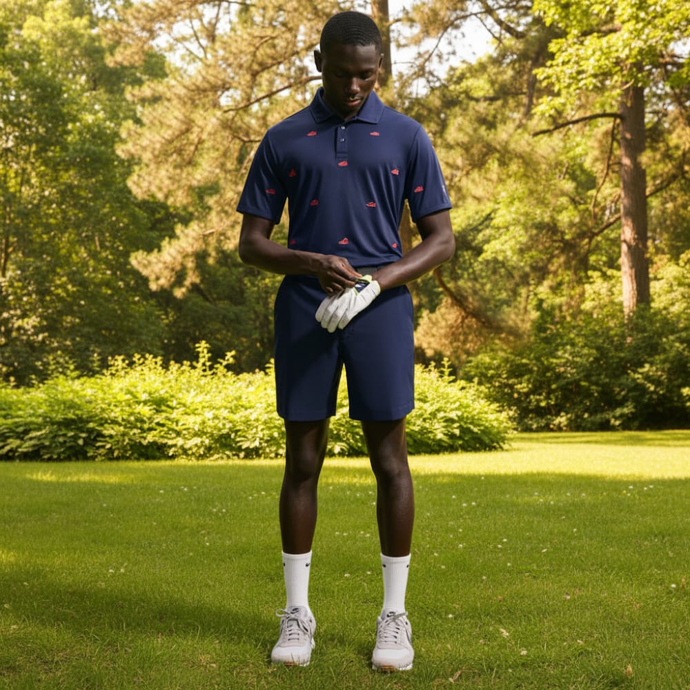Nike Par 5 Dri-Fit Shoe Embroidered Polo Shirt - College Navy/Hot Lava - Image 4