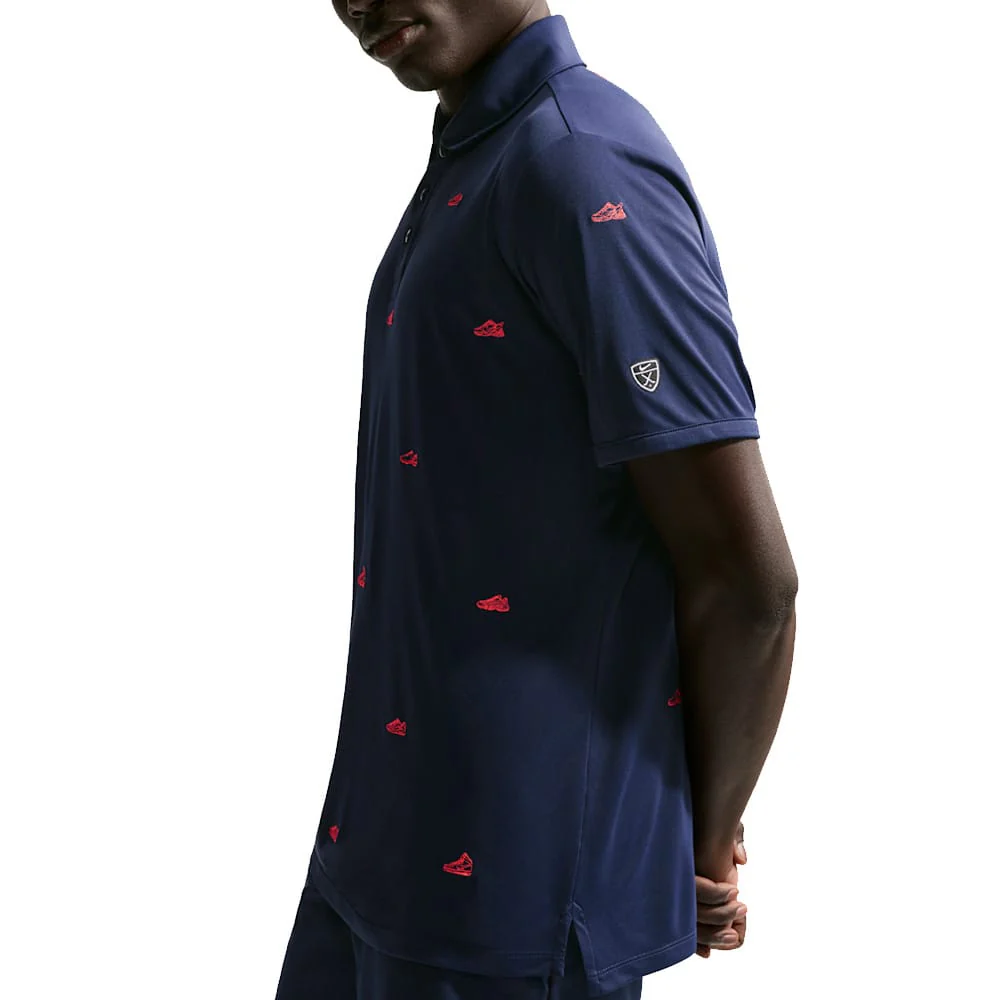 Nike Par 5 Dri-Fit Shoe Embroidered Polo Shirt - College Navy/Hot Lava - Image 5
