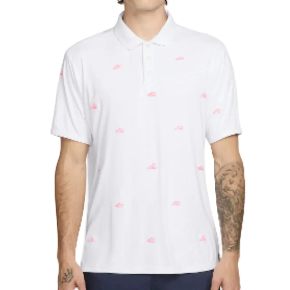Nike Par 5 Dri-Fit Shoe Embroidered Polo Shirt - White/Hot Lava