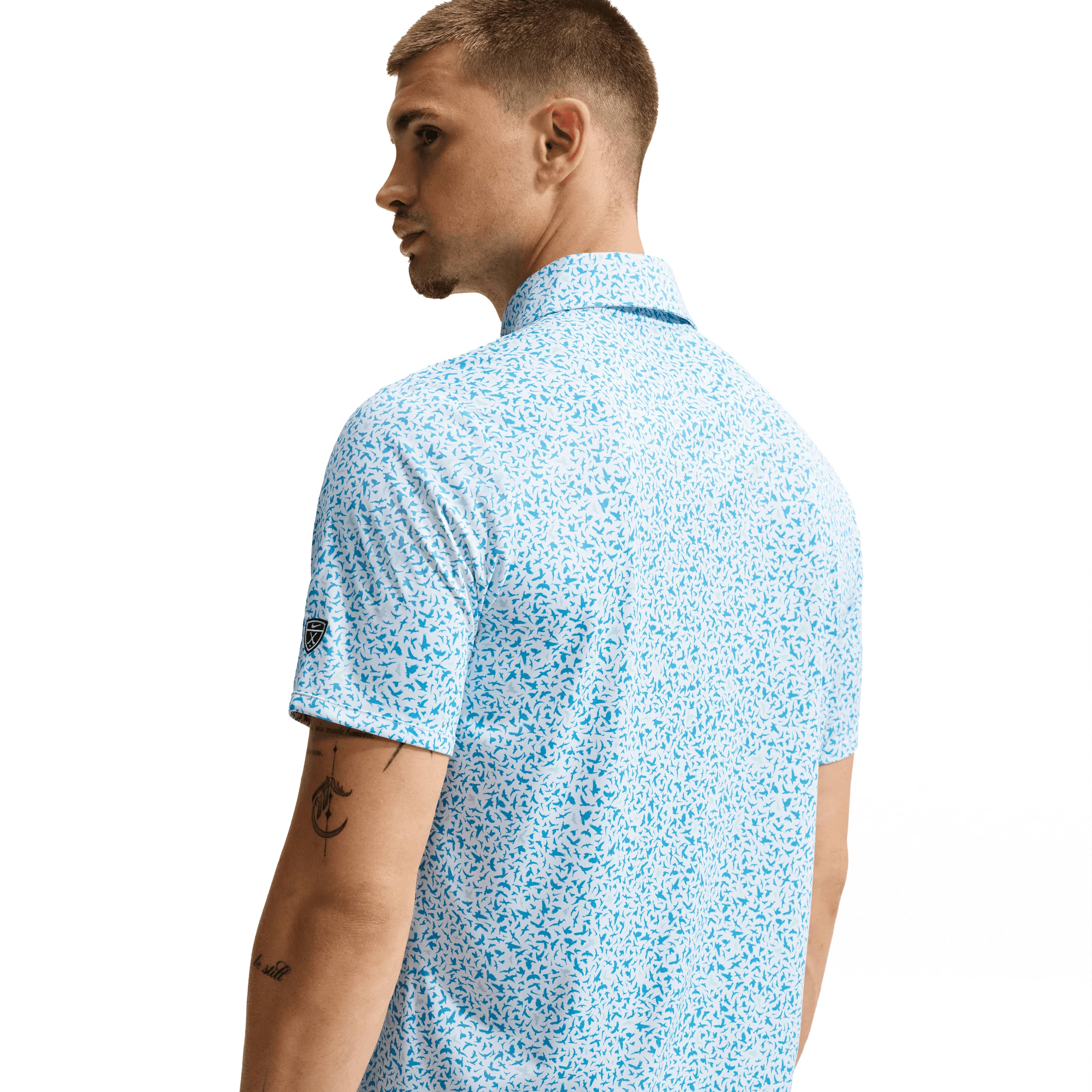 Nike Par Dri-Fit Microprint Birds Polo Shirt - Aurora Blue - Image 4