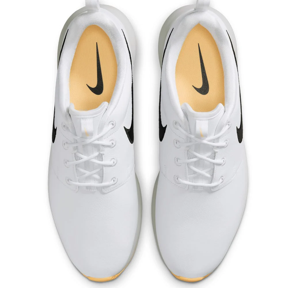 Nike Roshe Golf Premium Waterproof Spikeless Shoes - White/Black/Tangerine Tint - Image 5