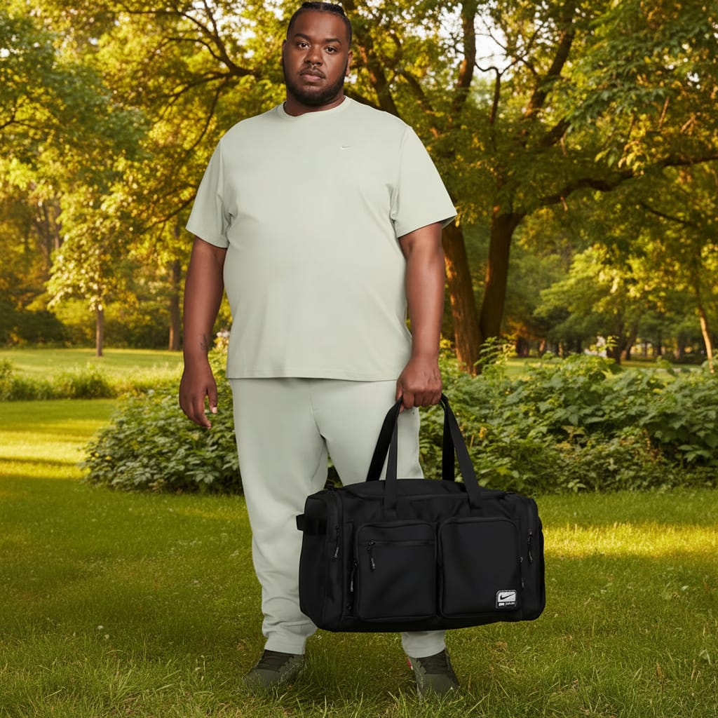 Nike Utility Power Duffel Bag - Black/Black/White - Image 4