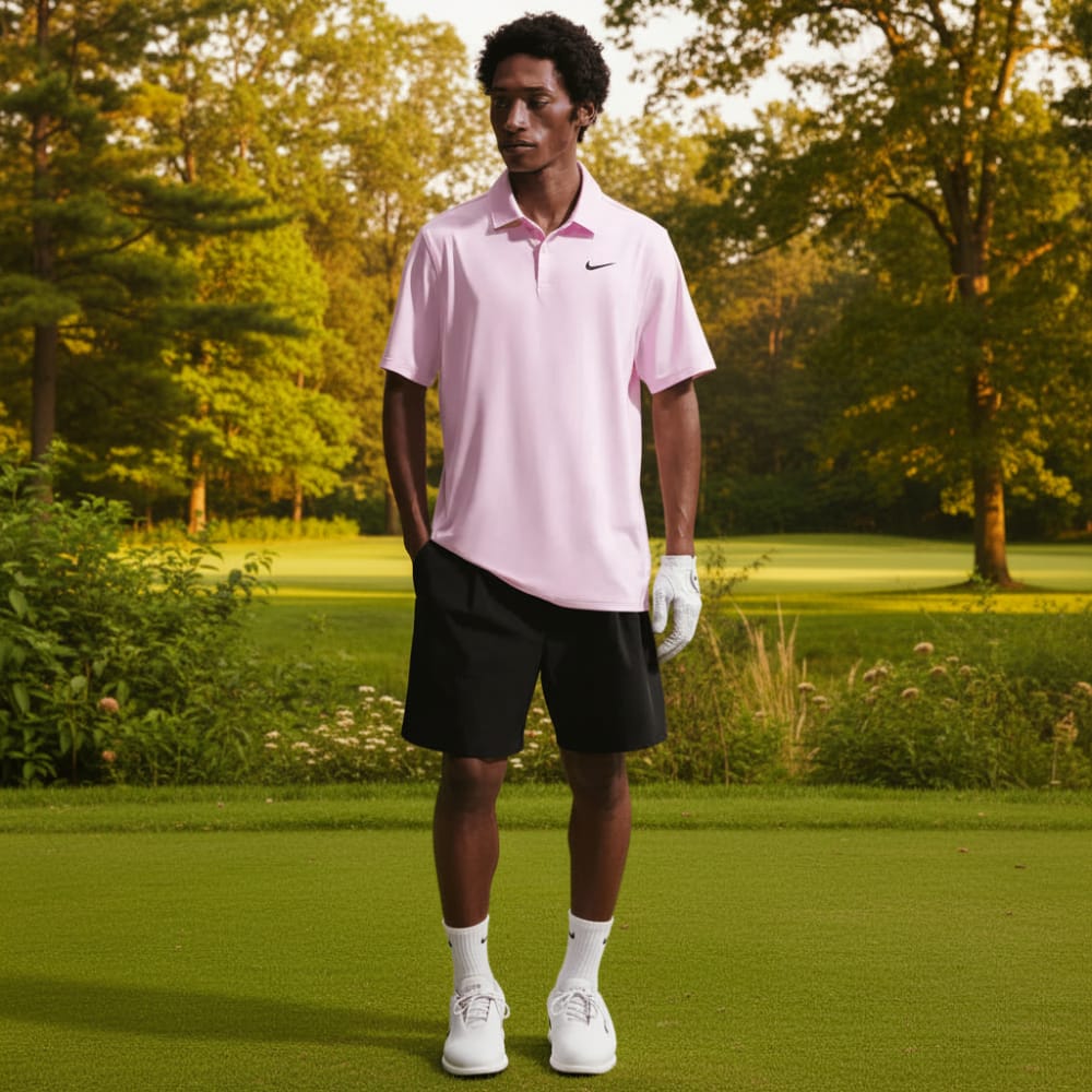 Nike Dri-Fit Velocity Solid Polo Shirt - Pink Foam/Black - Image 4