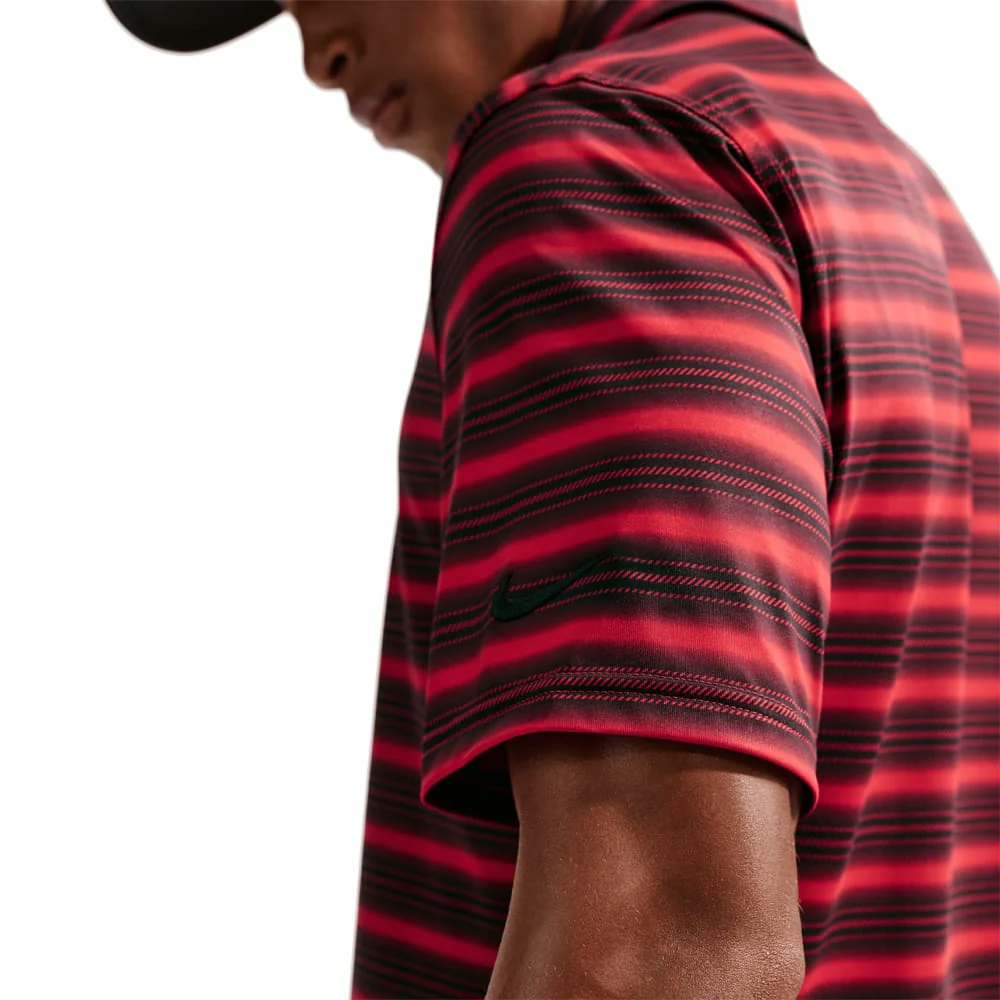 Nike Dri-Fit Velocity Stripe Polo Shirt - Gym Red/Gym Red/Black - Image 2