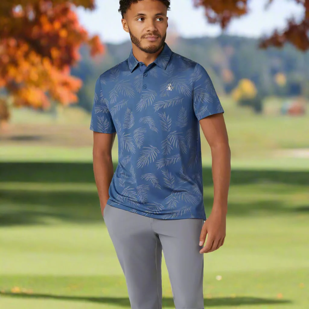 Original Penguin All Over YD Botanical Jacquard Polo Shirt - True Navy - Image 6