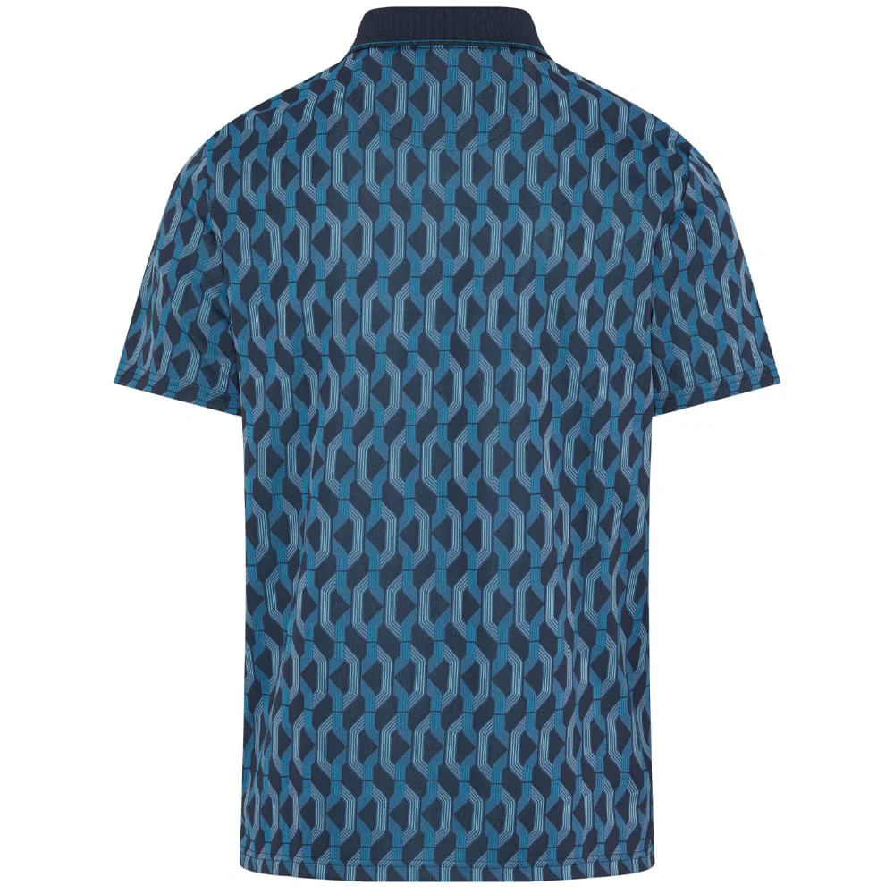 Original Penguin All Over YD Jacquard Colour Block Polo Shirt - Black Iris - Image 3