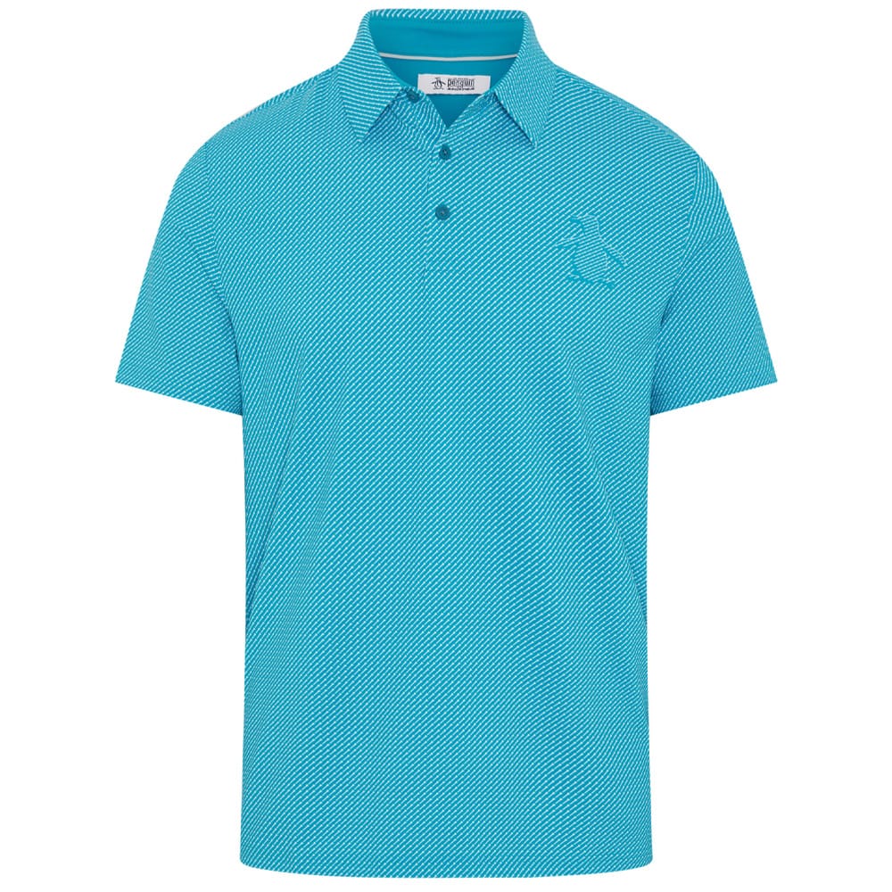 Original Penguin Dimensional "Pete" Tee Twill Print Polo Shirt - Caribbean Sea