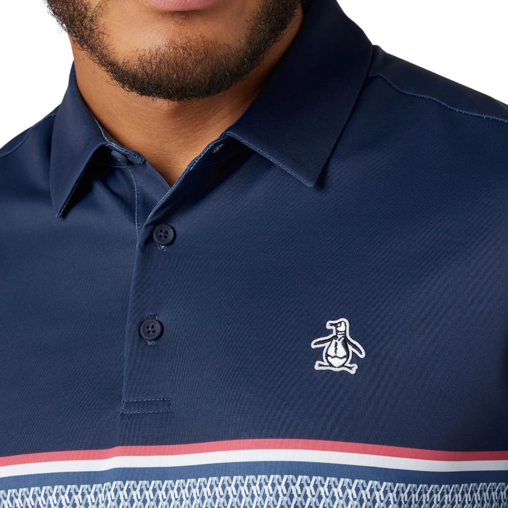 Original Penguin Engineered "P" Colour Block Print Polo Shirt - Black Iris - Image 5