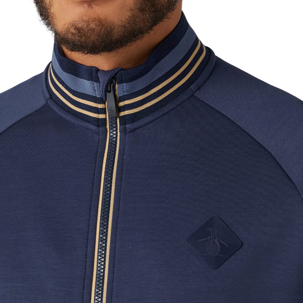Original Penguin Full Zip Heritage Knit Track Jacket - Black Iris/Bijou Heather - Image 5