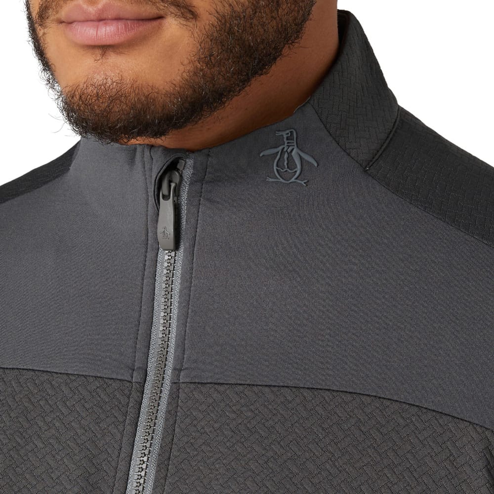 Original Penguin Lightweight Mixed Media 1/4 Zip - Asphalt - Image 5