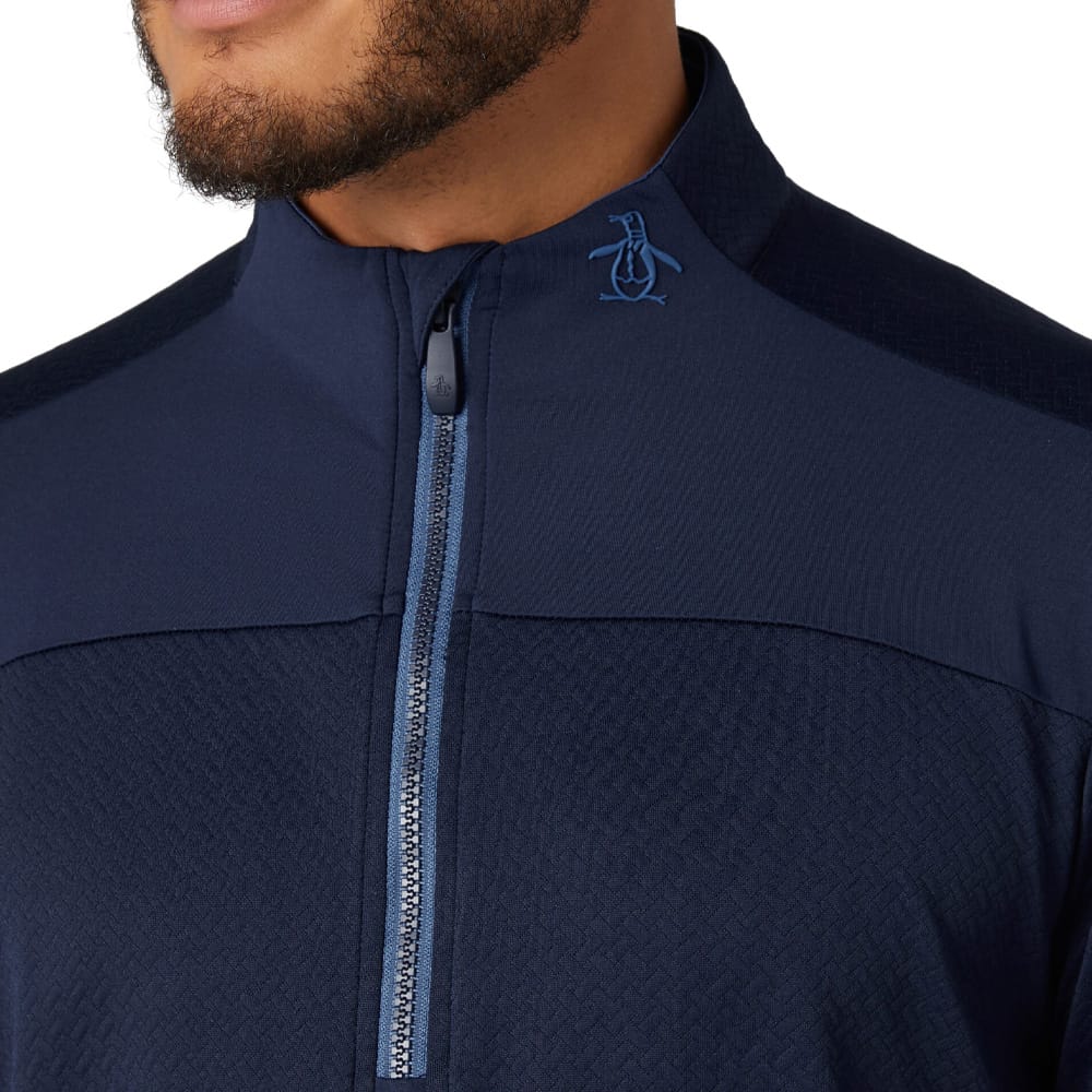 Original Penguin Lightweight Mixed Media 1/4 Zip - Black Iris - Image 5