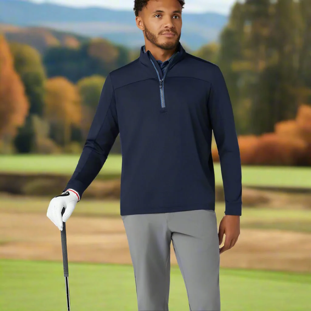 Original Penguin Lightweight Mixed Media 1/4 Zip - Black Iris - Image 6