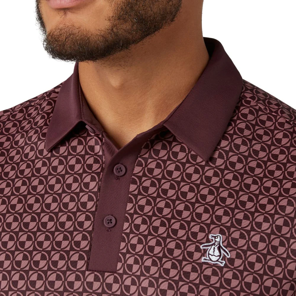 Original Penguin Pete's Check Print Block Polo Shirt - Mauve Wine - Image 5