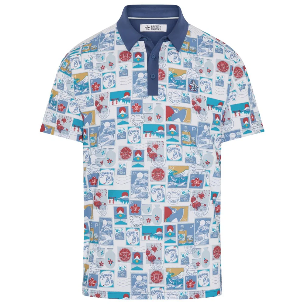 Original Penguin Pete's Stamp Roadmap Polo Shirt - Bright White
