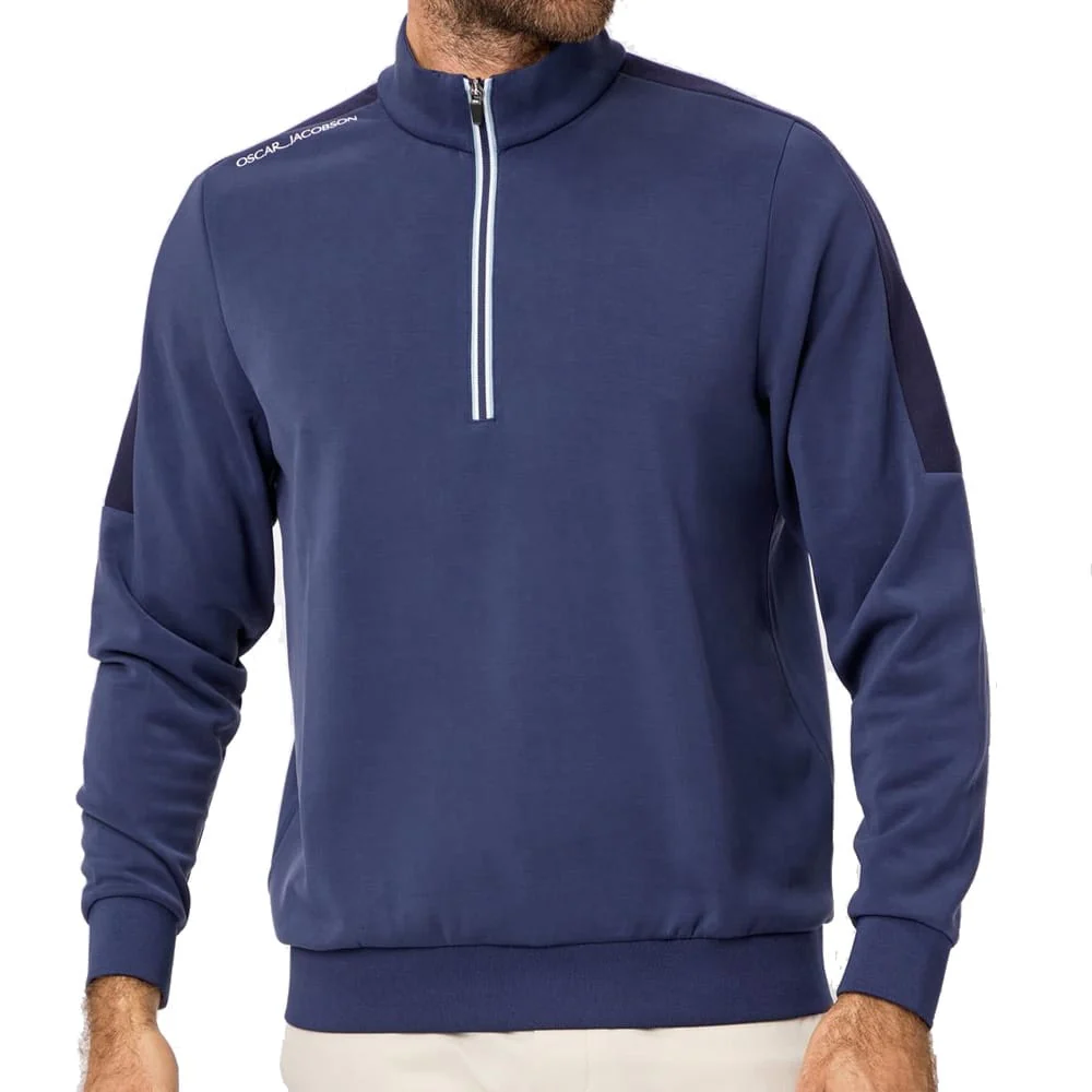 Oscar Jacobson Drew 1/4 Zip Pullover - Navy - Image 5