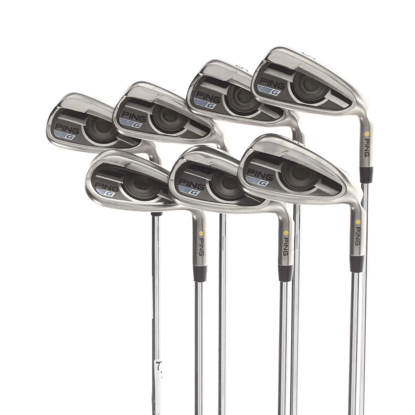 Ping G Series Steel Mens Right Hand Irons 5-SW Yellow Dot 1.5* Upright Regular - Ping AWT 2.0