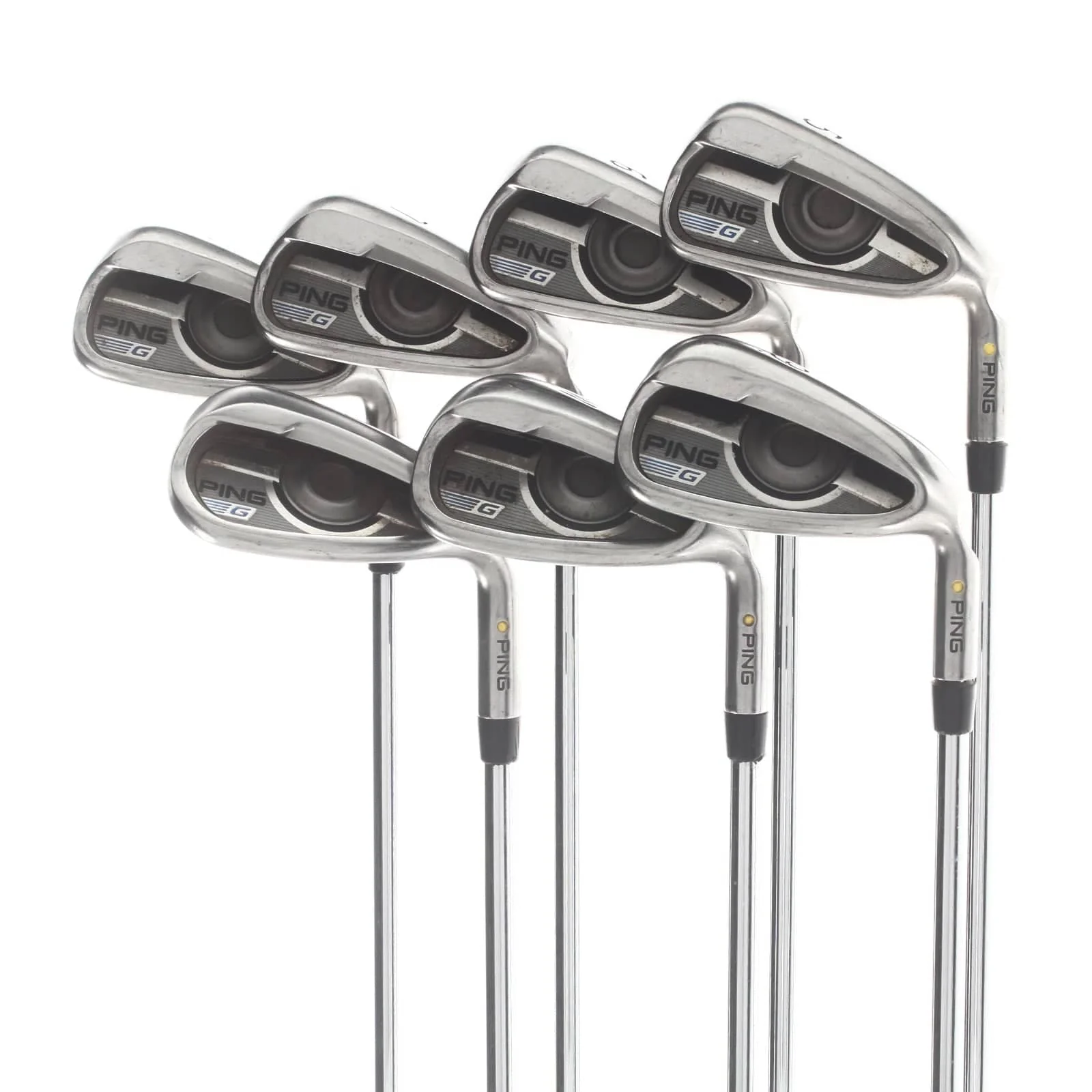Ping G Series Steel Mens Right Hand Irons 5-SW Yellow Dot 1.5* Upright Regular - Ping AWT 2.0