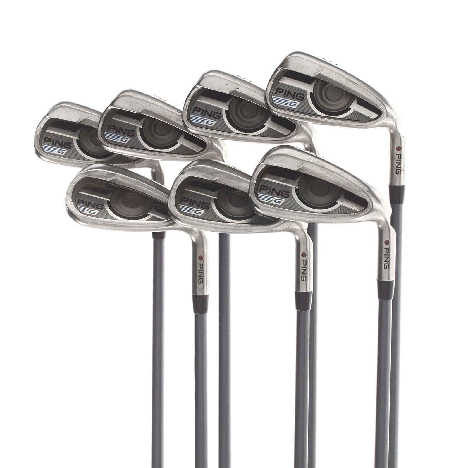 Ping G Series Graphite Mens Right Hand Irons 5-SW Red Dot 1* Flat Regular - Ping CFS 70
