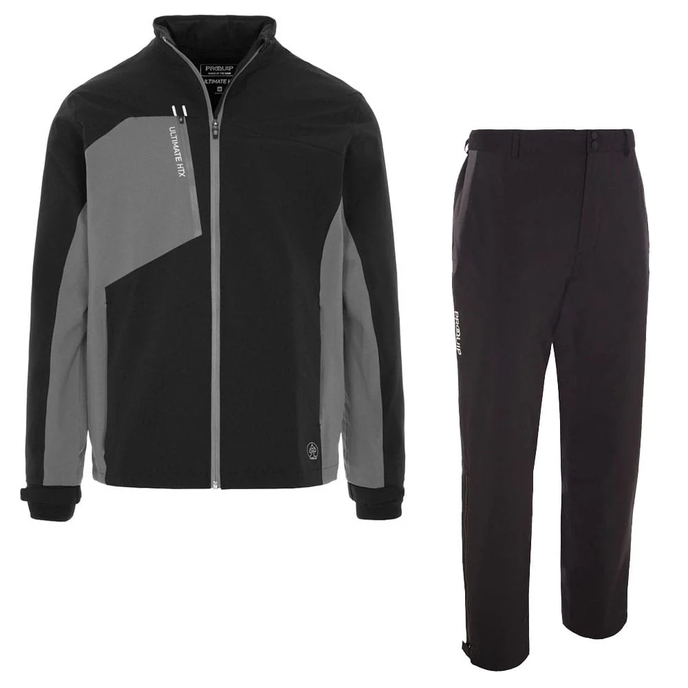 ProQuip Ultimate HTX/Stormforce Pro PX8 Waterproof Suit - Black/Grey + Black - Image 2