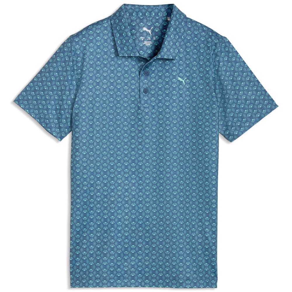 Puma Boys Mattr Scallop Polo Shirt - Dark Indigo/Mint Jelly