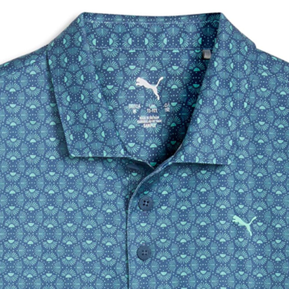 Puma Boys Mattr Scallop Polo Shirt - Dark Indigo/Mint Jelly - Image 3