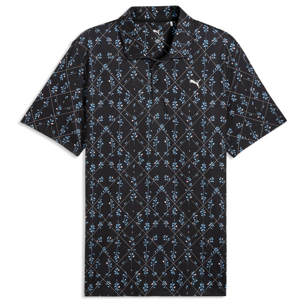 Puma Cloudspun Argyle Bloom Polo Shirt  - Puma Black/Rose Blossom