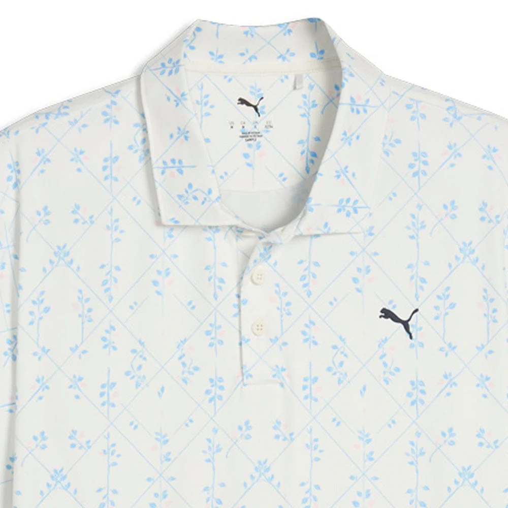 Puma Cloudspun Argyle Bloom Polo Shirt  - Warm White/Team Light Blue - Image 3