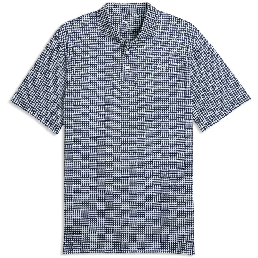 Puma Cloudspun Mono Check Polo Shirt - White Glow/Deep Navy
