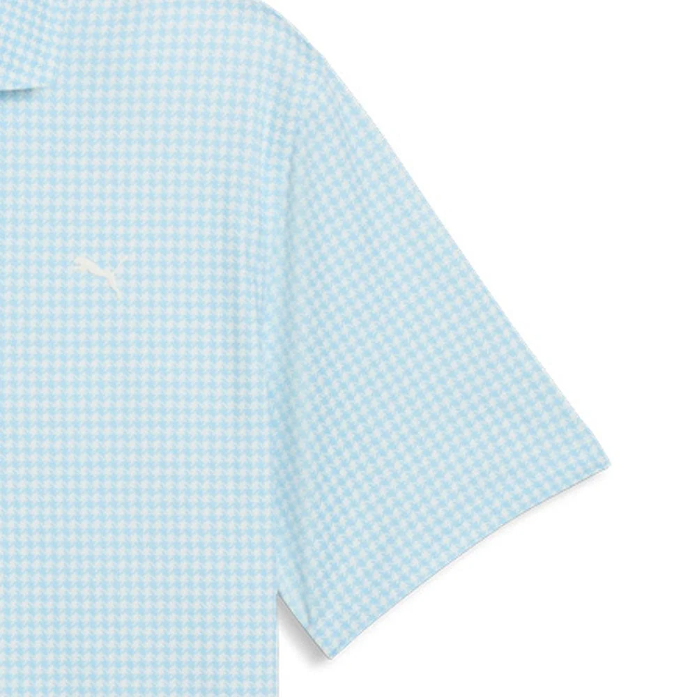 Puma Cloudspun Mono Check Polo Shirt  - White Glow/Team Light Blue - Image 4