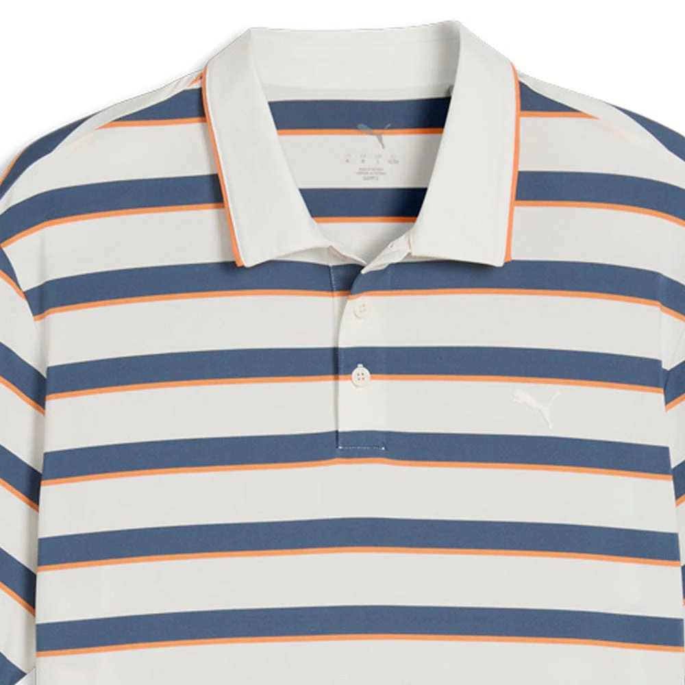 Puma Cloudspun Stripe Polo Shirt - Warm White/Dark Indigo - Image 3