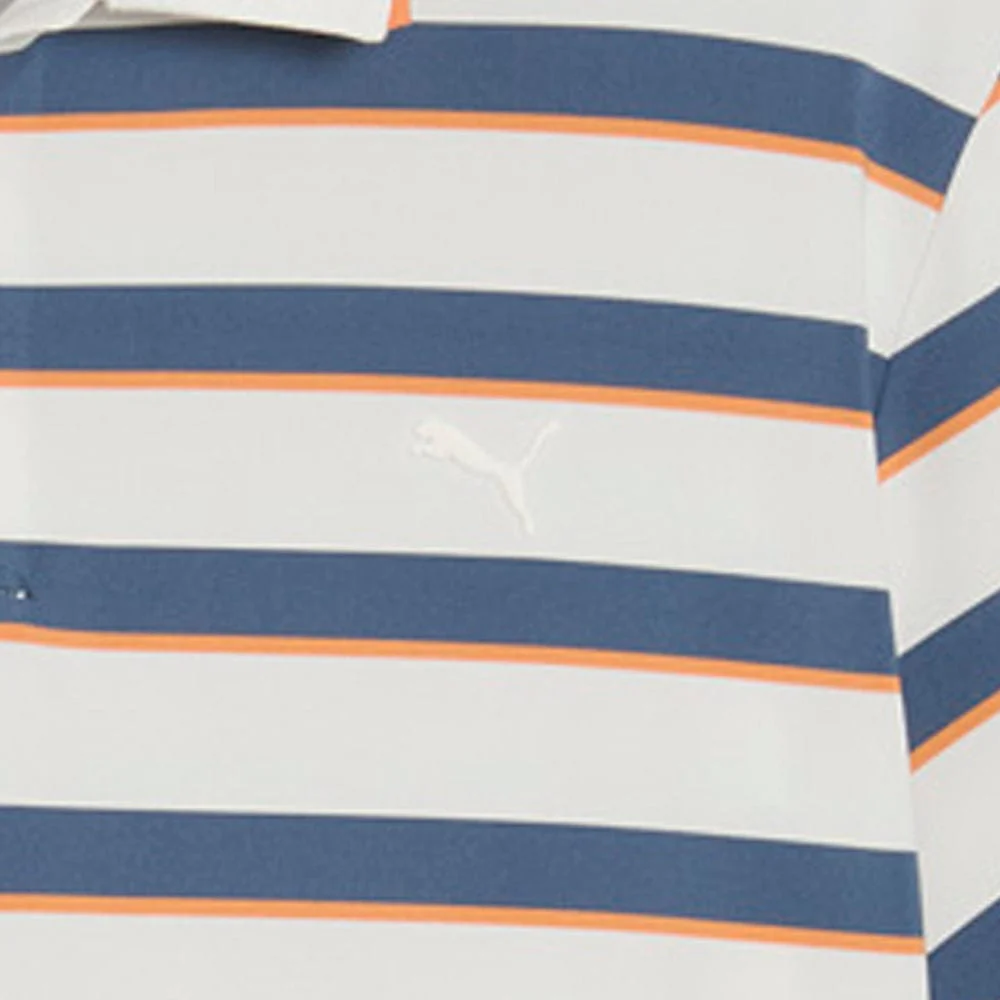 Puma Cloudspun Stripe Polo Shirt - Warm White/Dark Indigo - Image 5