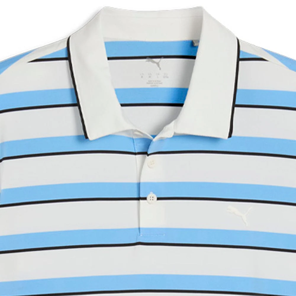 Puma Cloudspun Stripe Polo Shirt - Warm White/Team Light Blue - Image 3