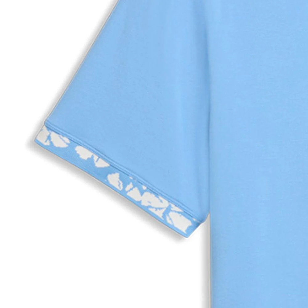 Puma Modalon Floral Rib Polo Shirt - Team Light Blue/Warm White - Image 4