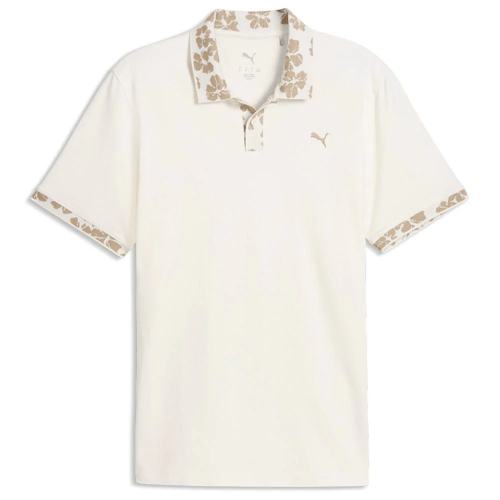 Puma Modalon Floral Rib Polo Shirt  - Warm White/Ice Coffee