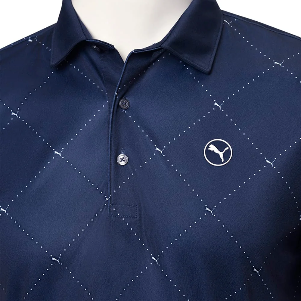 Puma Pure 2.0 Argyle Polo Shirt - Deep Navy/White Glow - Image 3