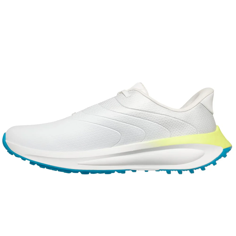 Skechers Flow Slip Ins Spikeless Waterproof Shoes - White/Blue/Lime - Image 6