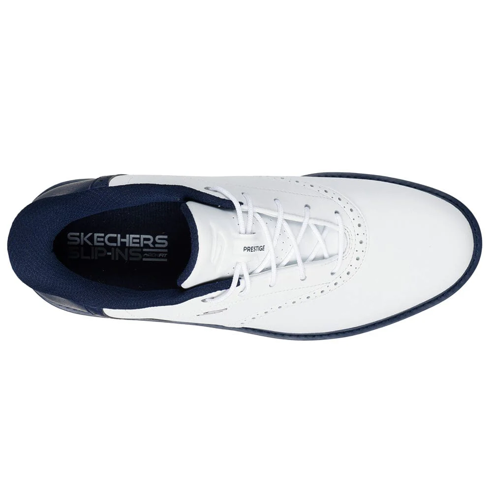 Skechers Slip Ins Go Golf Prestige Spiked Waterproof Shoes - White/Navy - Image 4