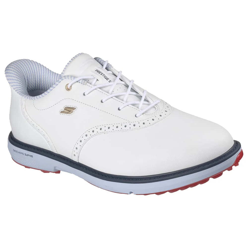 Skechers Slip Ins Go Golf Prestige Spikeless Waterproof Shoes - White/Navy/Red - Image 3