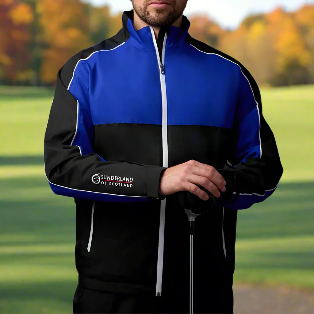 Sunderland Matterhorn Waterproof Golf Jacket - Navy/Aqua/White - Image 6
