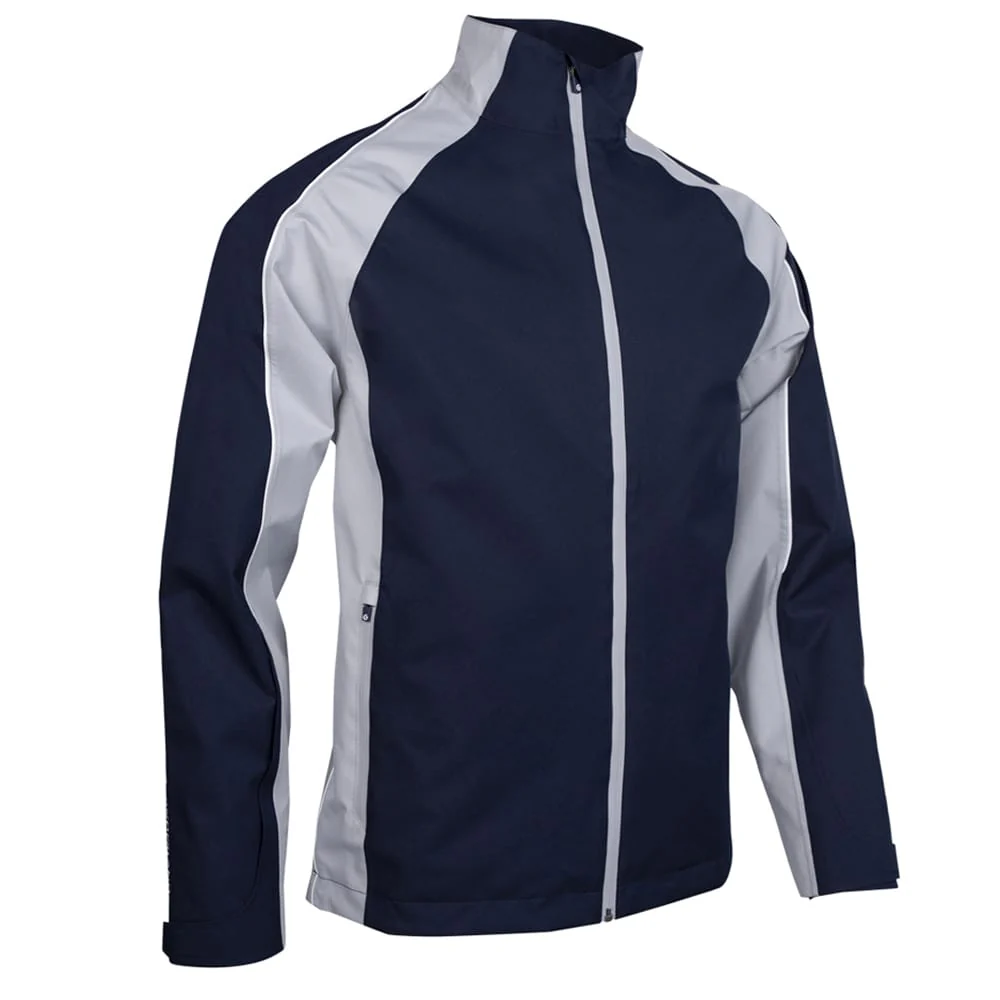 Sunderland Typhoon Waterproof Golf Jacket - Navy/Silver/White