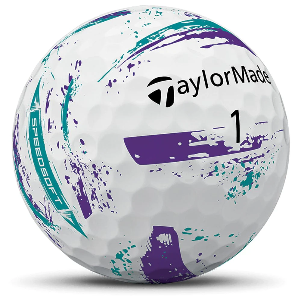 TaylorMade SpeedSoft Ink Golf Balls - Purple/Teal - 12 Pack - Image 2