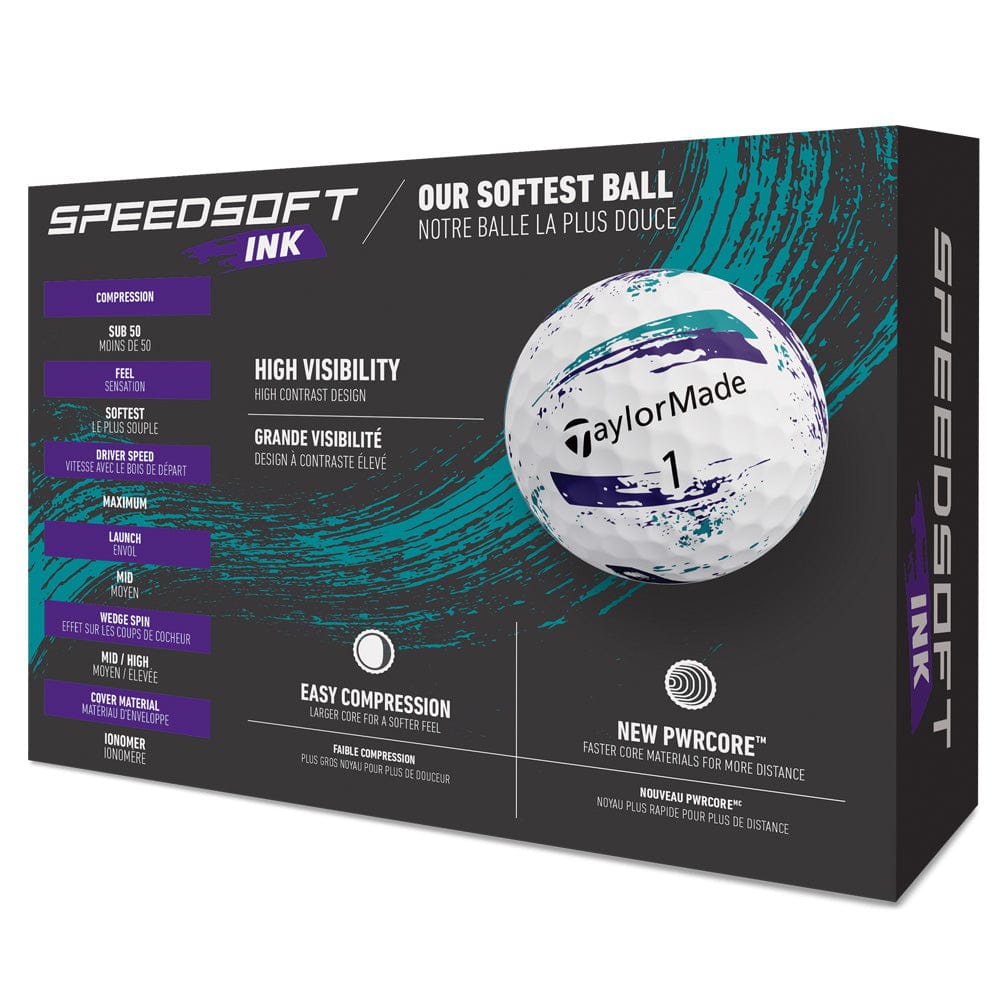 TaylorMade SpeedSoft Ink Golf Balls - Purple/Teal - 12 Pack - Image 3