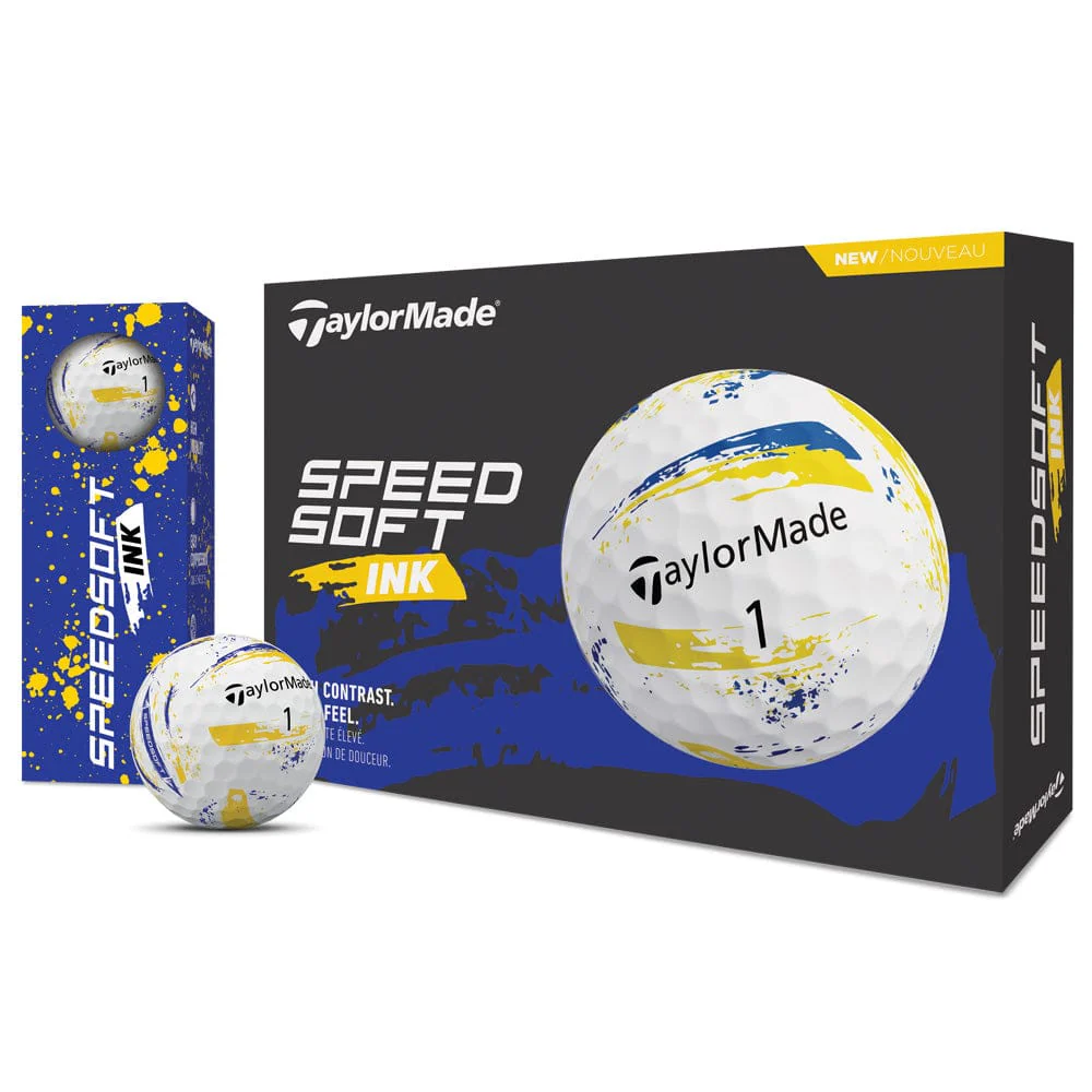 TaylorMade SpeedSoft Ink Golf Balls - Yellow/Blue - 12 Pack - Image 5