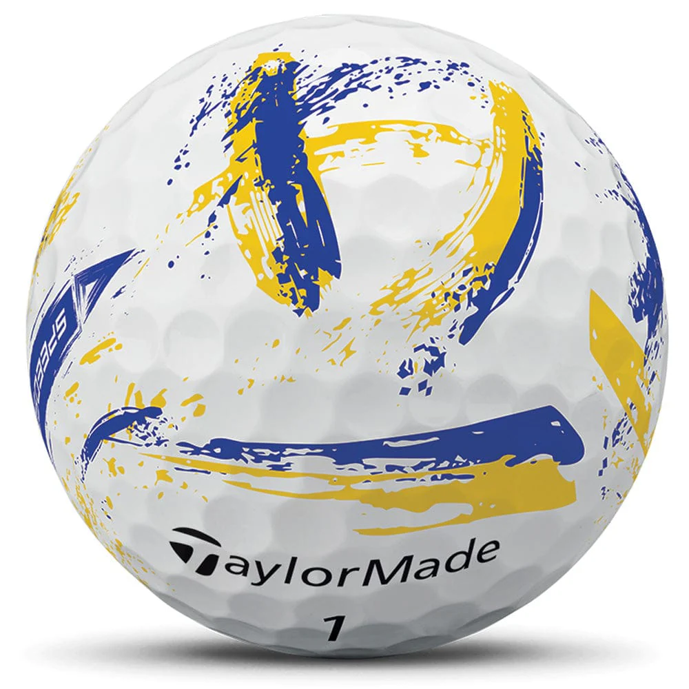 TaylorMade SpeedSoft Ink Golf Balls - Yellow/Blue - 12 Pack - Image 7