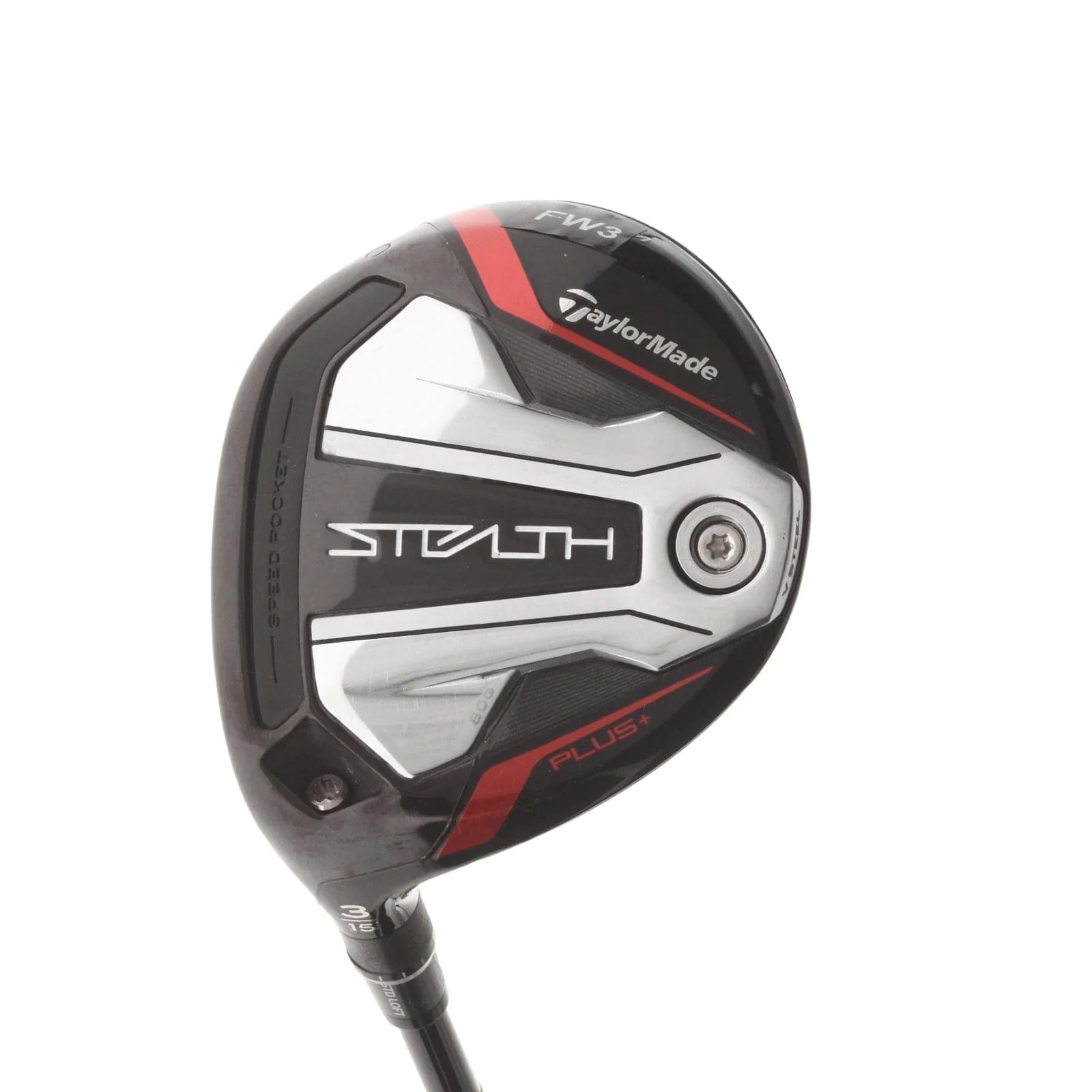 TaylorMade Stealth Plus Graphite Mens Left Hand Fairway 3 Wood 15* Stiff - HZRDUS Smoke RDX Red 75