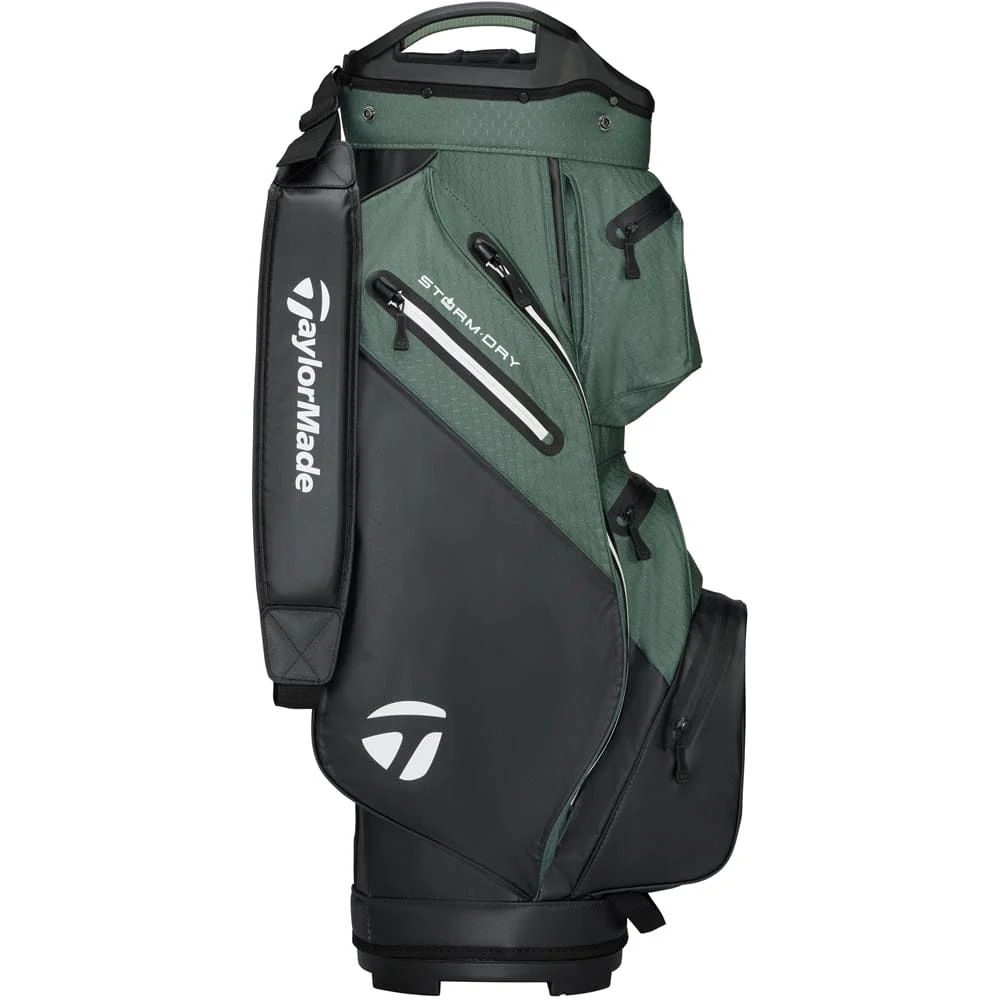 TaylorMade Storm Dry Waterproof Cart Bag - Black/Dark Sage - Image 6