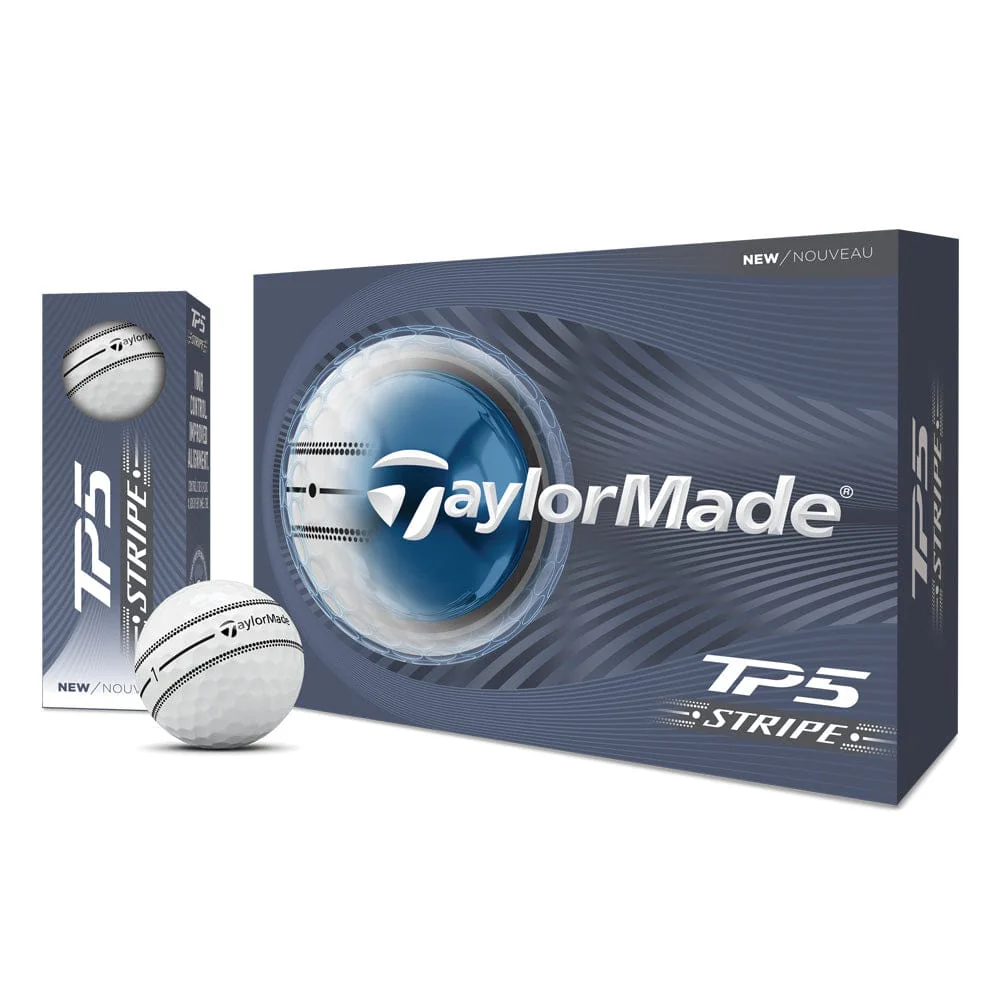 TaylorMade TP5 Stripe Golf Balls - White - 12 Pack - Image 6