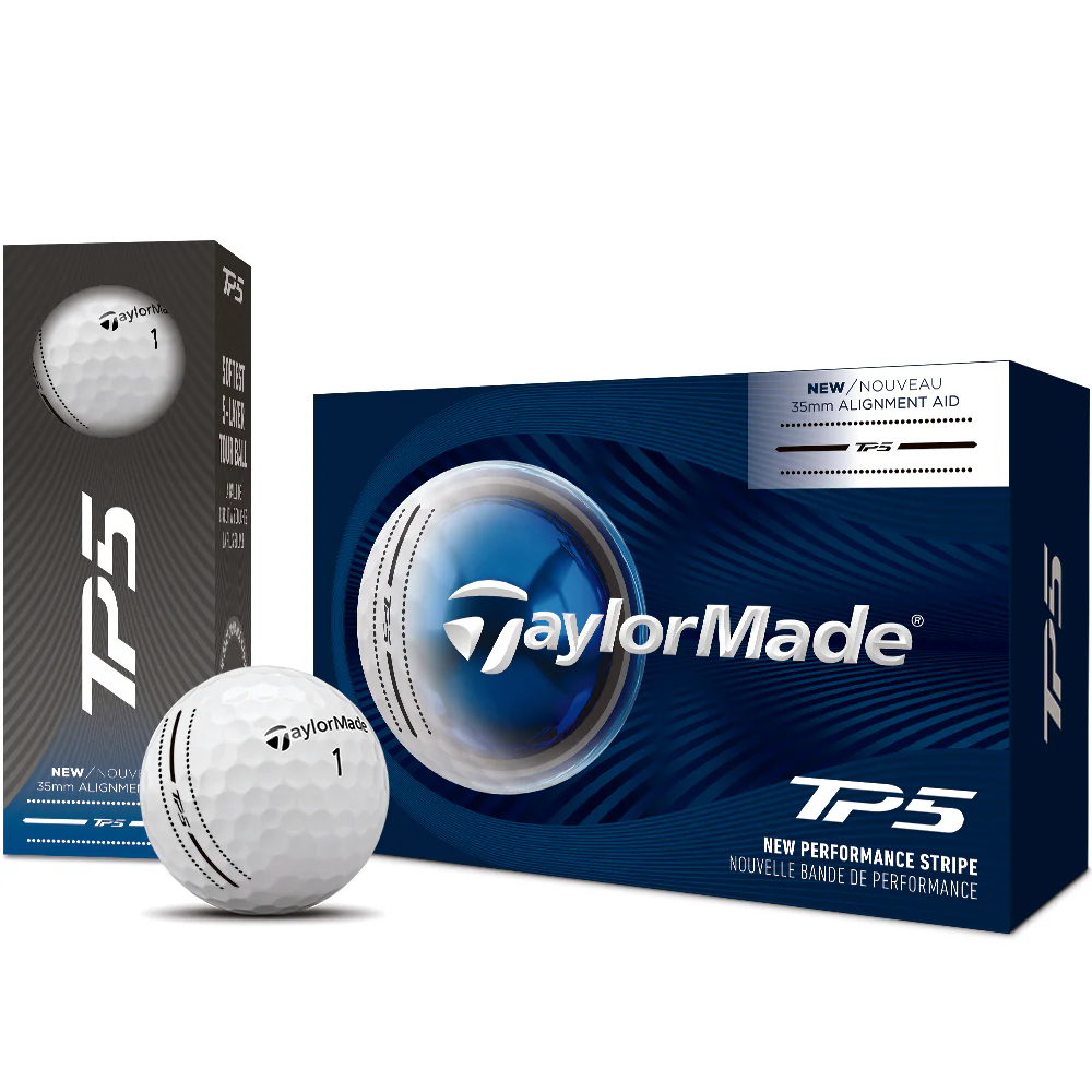 TaylorMade TP5 Tour Performance Stripe Golf Balls - White (6 Ball Pack) - Image 6